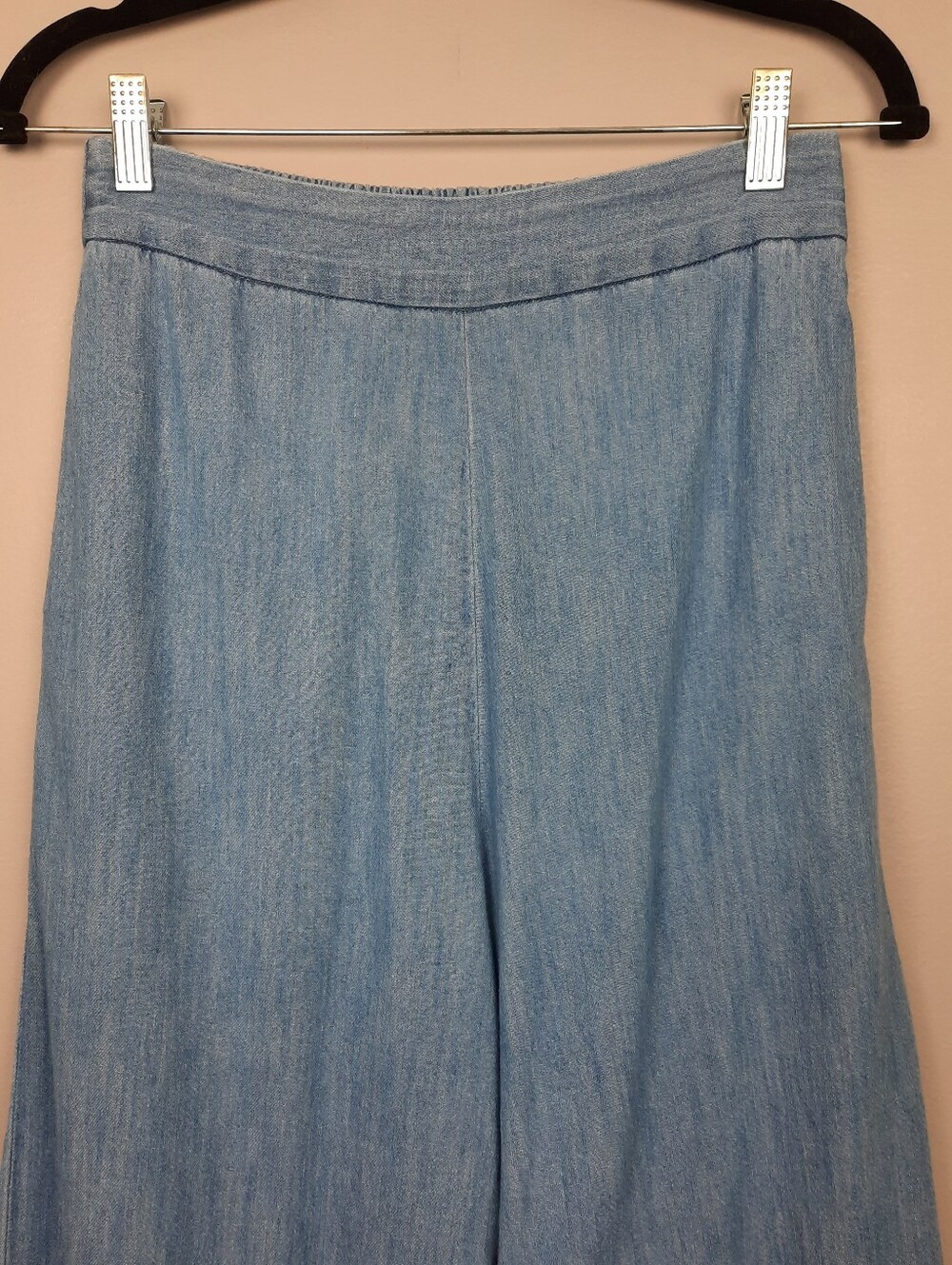 Madewell Chambray Huston High Rise Pull On Wide Leg Crop Pants size Small - Picture 3 of 16
